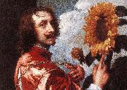 Anthony Van Dyck Self Portrait With a Sunflower showing the gold collar and medal King Charles I gave him in 1633 china oil painting artist
